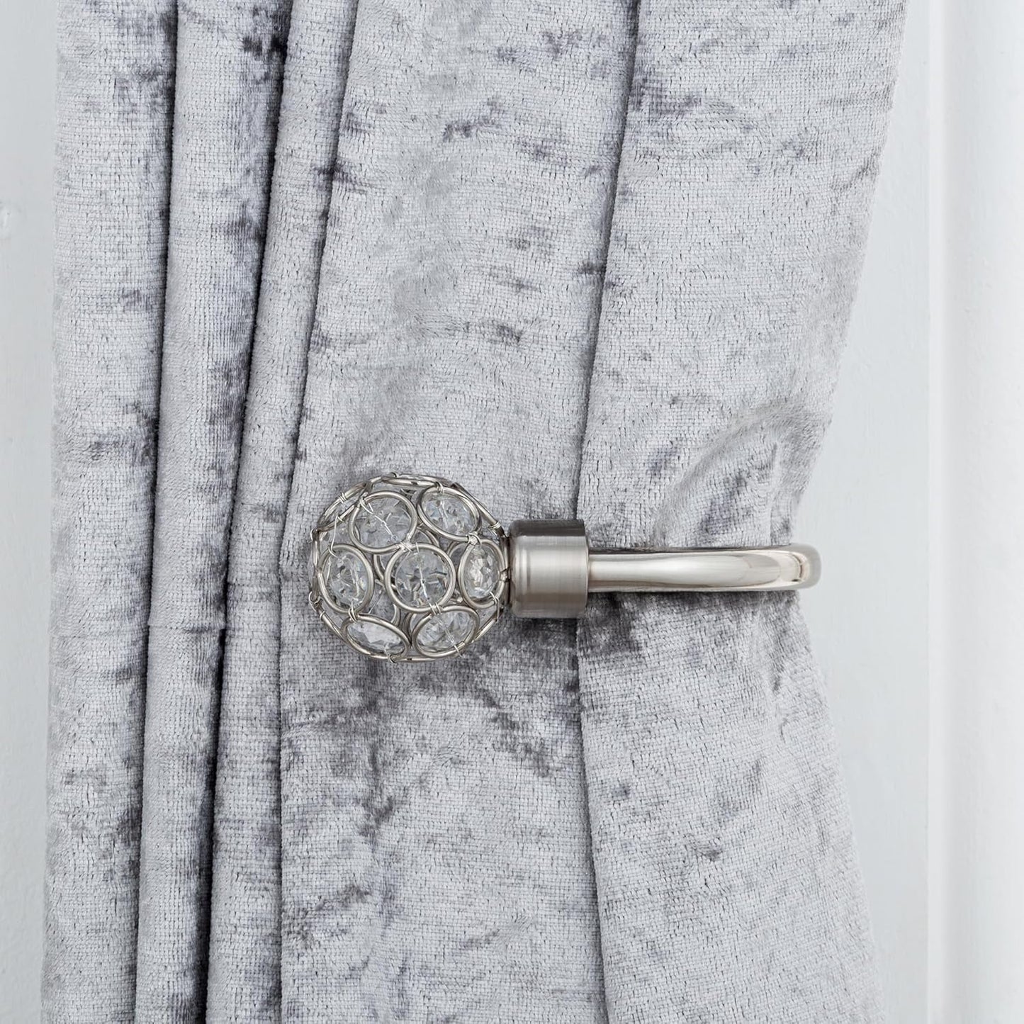 Beaded Gem Metal Extendable Curtain Pole With Rings and Fittings (25/28mm)