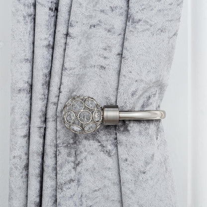 Beaded Gem Metal Extendable Curtain Pole With Rings and Fittings (25/28mm)