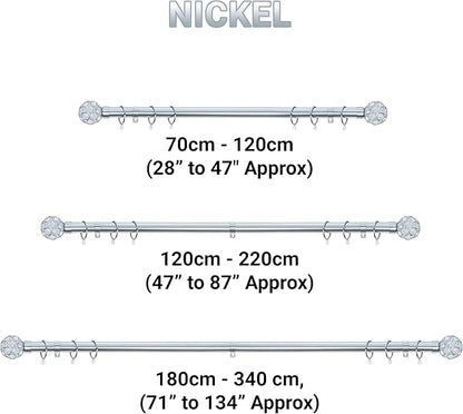 Beaded Gem Metal Extendable Curtain Pole With Rings and Fittings (25/28mm)