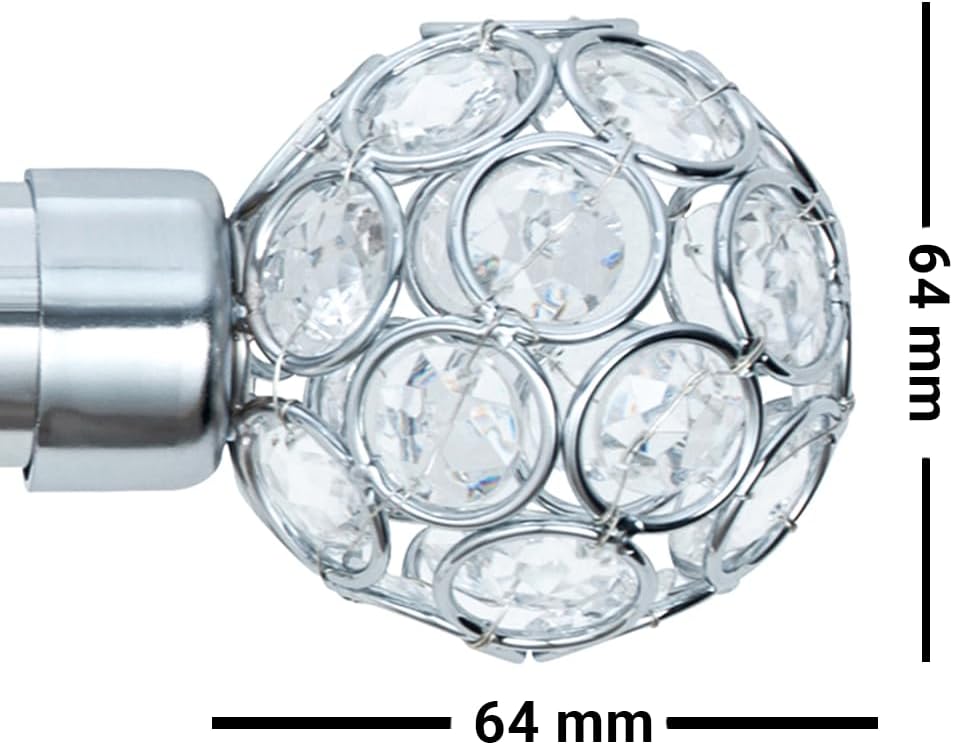 Beaded Gem Metal Extendable Curtain Pole With Rings and Fittings (25/28mm)