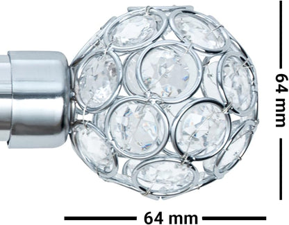 Beaded Gem Metal Extendable Curtain Pole With Rings and Fittings (25/28mm)