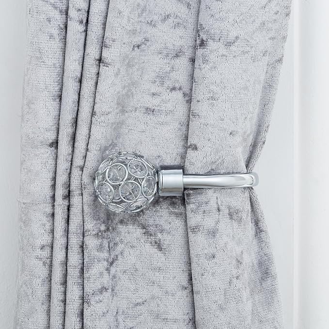 Beaded Gem Metal Extendable Curtain Pole With Rings and Fittings (25/28mm)