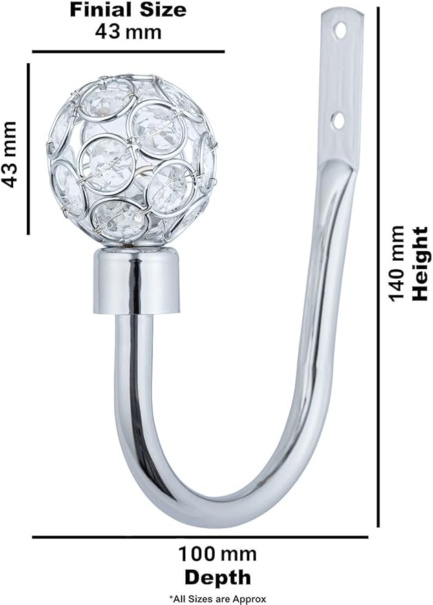 Beaded Gem Metal Extendable Curtain Pole With Rings and Fittings (25/28mm)