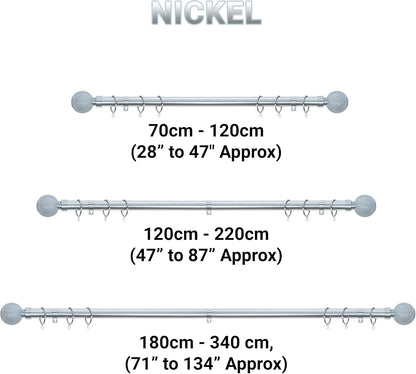 Beaded Ball Metal extendable Curtain Pole With Rings and Fittings (25/28mm)