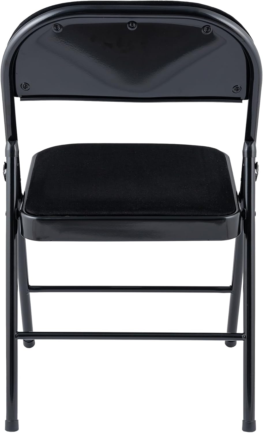 Metal Frame Foldable Chair Velvet Padded Chair for Kitchen Garden Office - Black