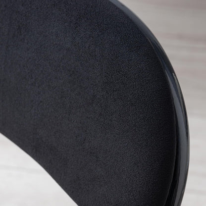 Metal Frame Foldable Chair Velvet Padded Chair for Kitchen Garden Office - Black