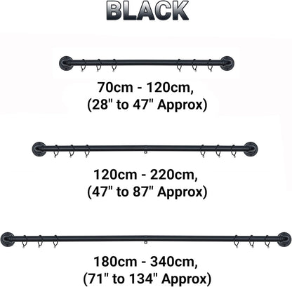 Room Darkening Metal Extendable Curtain Pole With Rings and Fittings (25/28mm)
