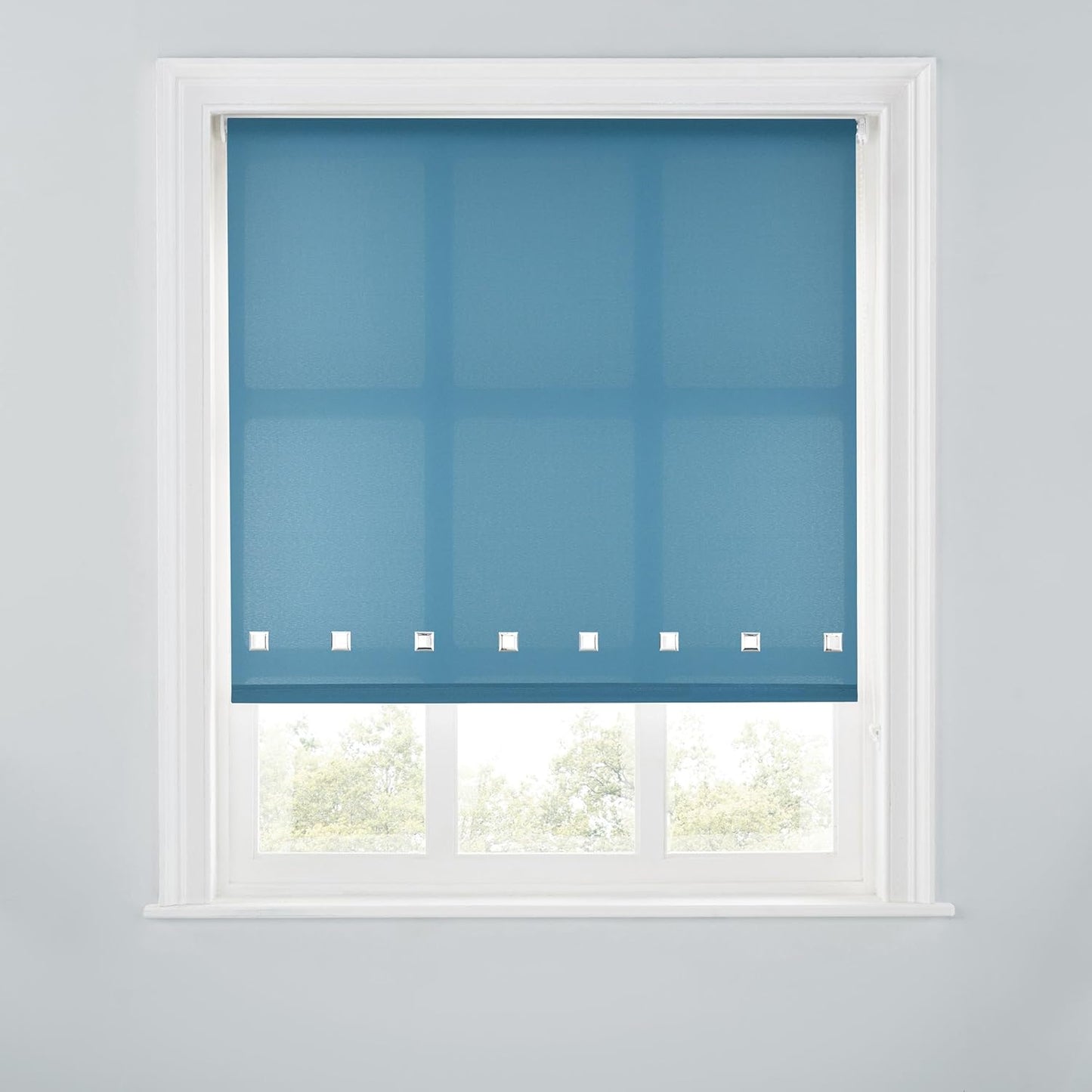 Premium Trimmable Square Eyelet Roller Window Blind – Light Filtering Fabric, Child Safe Chain for Bedroom, Kitchen, Living Room