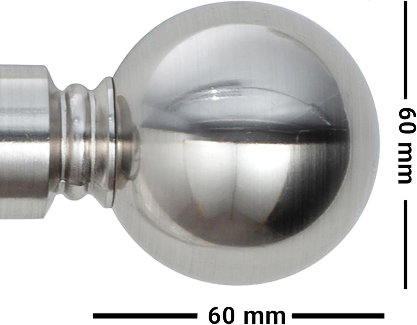 Plain Round Ball Metal Extendable Curtain Pole with Rings and Fittings (25/28mm)