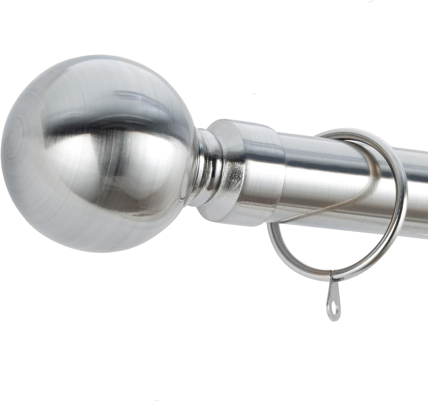Plain Round Ball Metal Extendable Curtain Pole with Rings and Fittings (25/28mm)
