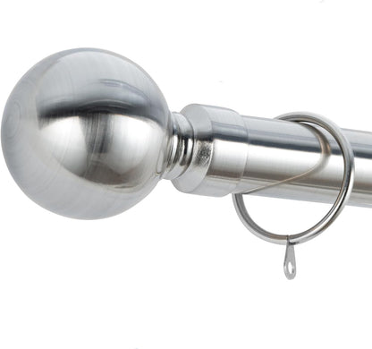 Plain Round Ball Metal Extendable Curtain Pole with Rings and Fittings (25/28mm)