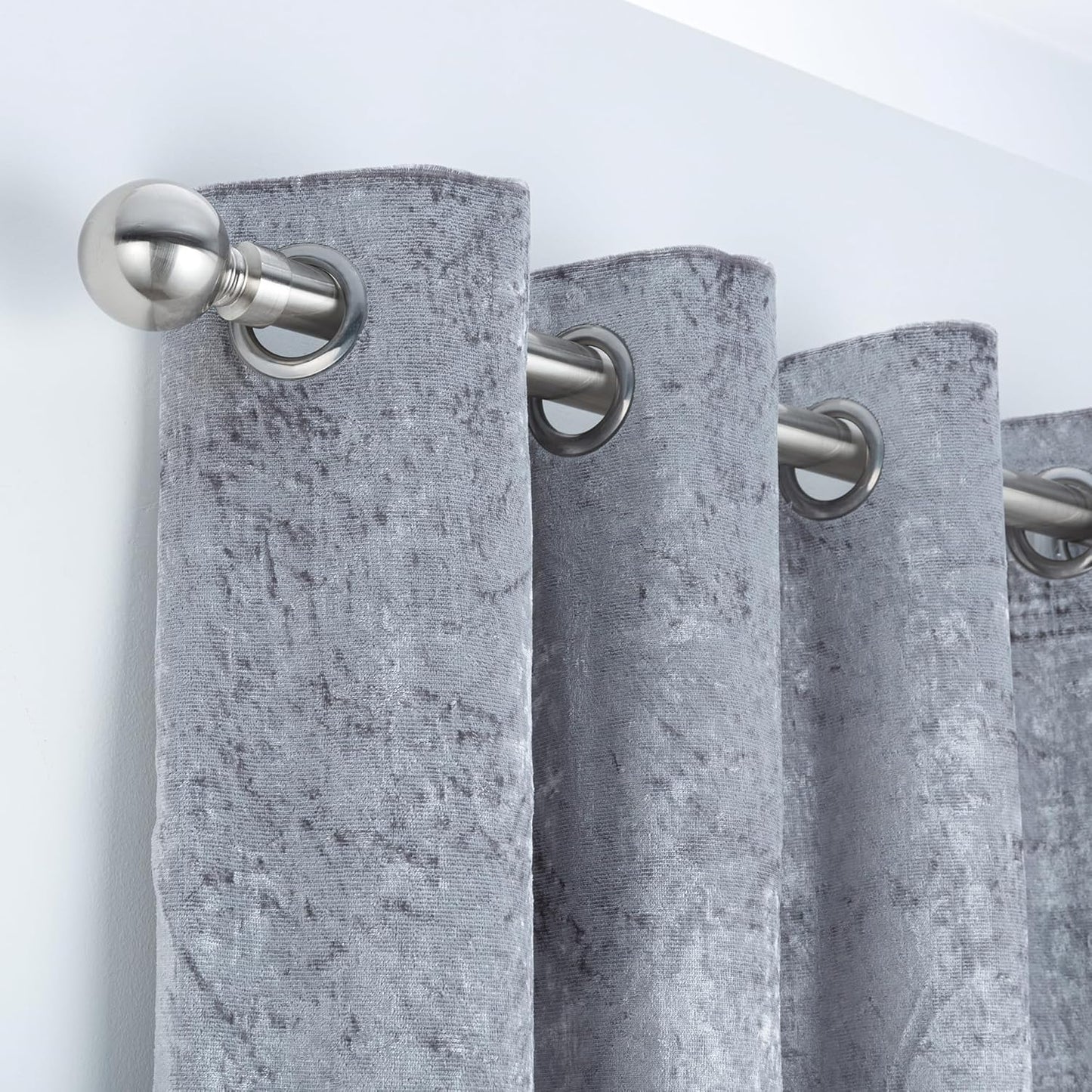 Plain Round Ball Metal Extendable Curtain Pole with Rings and Fittings (25/28mm)