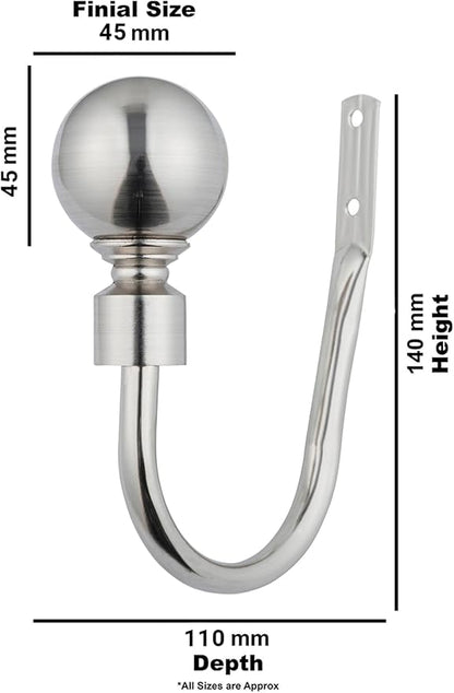 Plain Round Ball Metal Extendable Curtain Pole with Rings and Fittings (25/28mm)