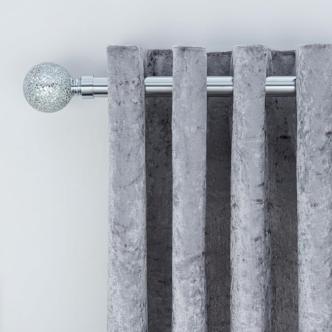 Crackle Ball Metal Extendable Curtain Pole with Rings and Fittings (25/28mm)