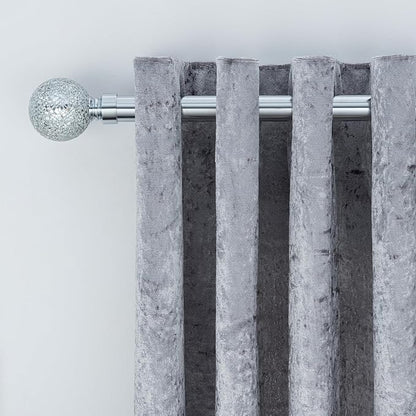 Crackle Ball Metal Extendable Curtain Pole with Rings and Fittings (25/28mm)