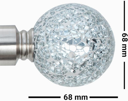 Crackle Ball Metal Extendable Curtain Pole with Rings and Fittings (25/28mm)