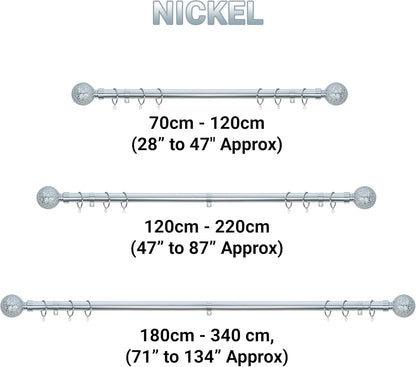 Crackle Ball Metal Extendable Curtain Pole with Rings and Fittings (25/28mm)