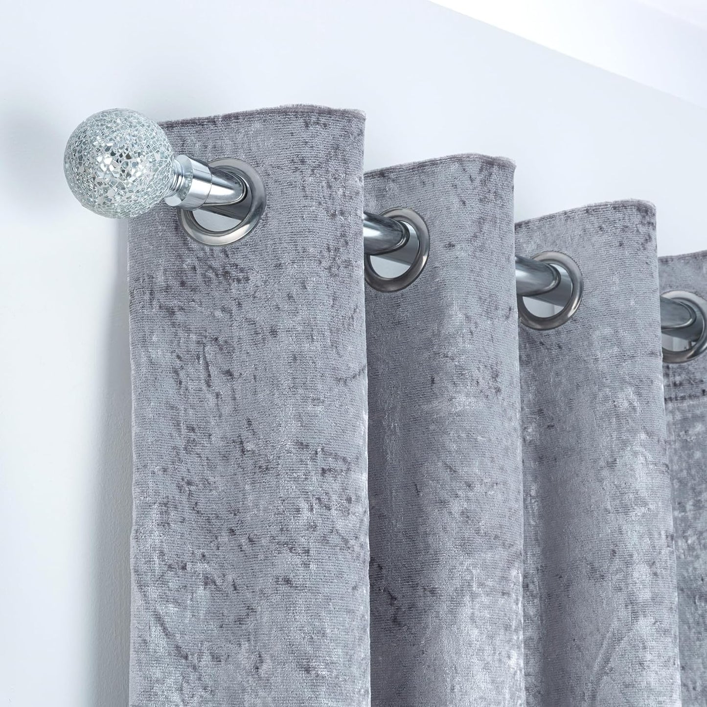 Crackle Ball Metal Extendable Curtain Pole with Rings and Fittings (25/28mm)