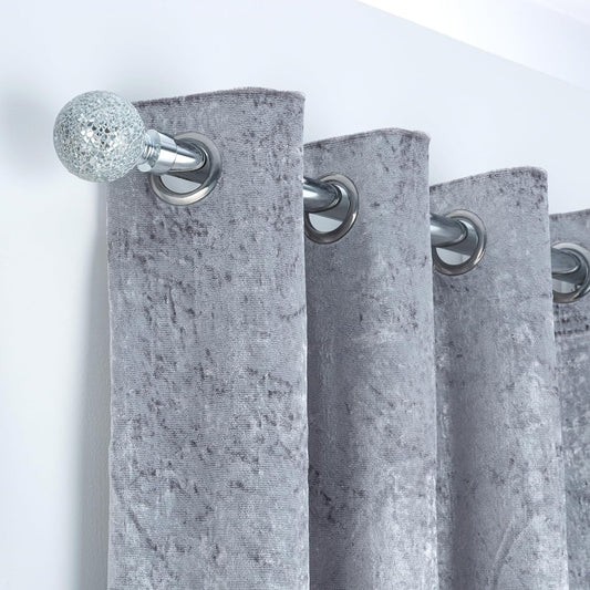 Crackle Ball Metal Extendable Curtain Pole with Rings and Fittings (25/28mm)