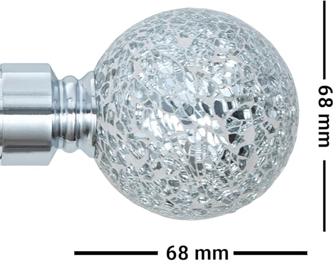 Crackle Ball Metal Extendable Curtain Pole with Rings and Fittings (25/28mm)