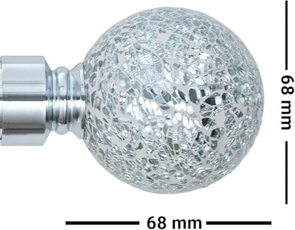 Crackle Ball Metal Extendable Curtain Pole with Rings and Fittings (25/28mm)