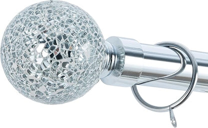 Crackle Ball Metal Extendable Curtain Pole with Rings and Fittings (25/28mm)