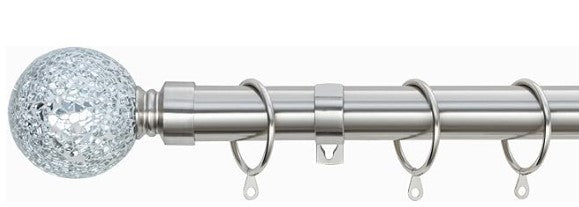 Crackle Ball Metal Extendable Curtain Pole with Rings and Fittings (25/28mm)