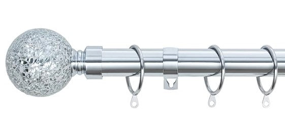 Crackle Ball Metal Extendable Curtain Pole with Rings and Fittings (25/28mm)