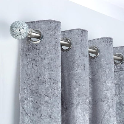Crackle Ball Metal Extendable Curtain Pole with Rings and Fittings (25/28mm)