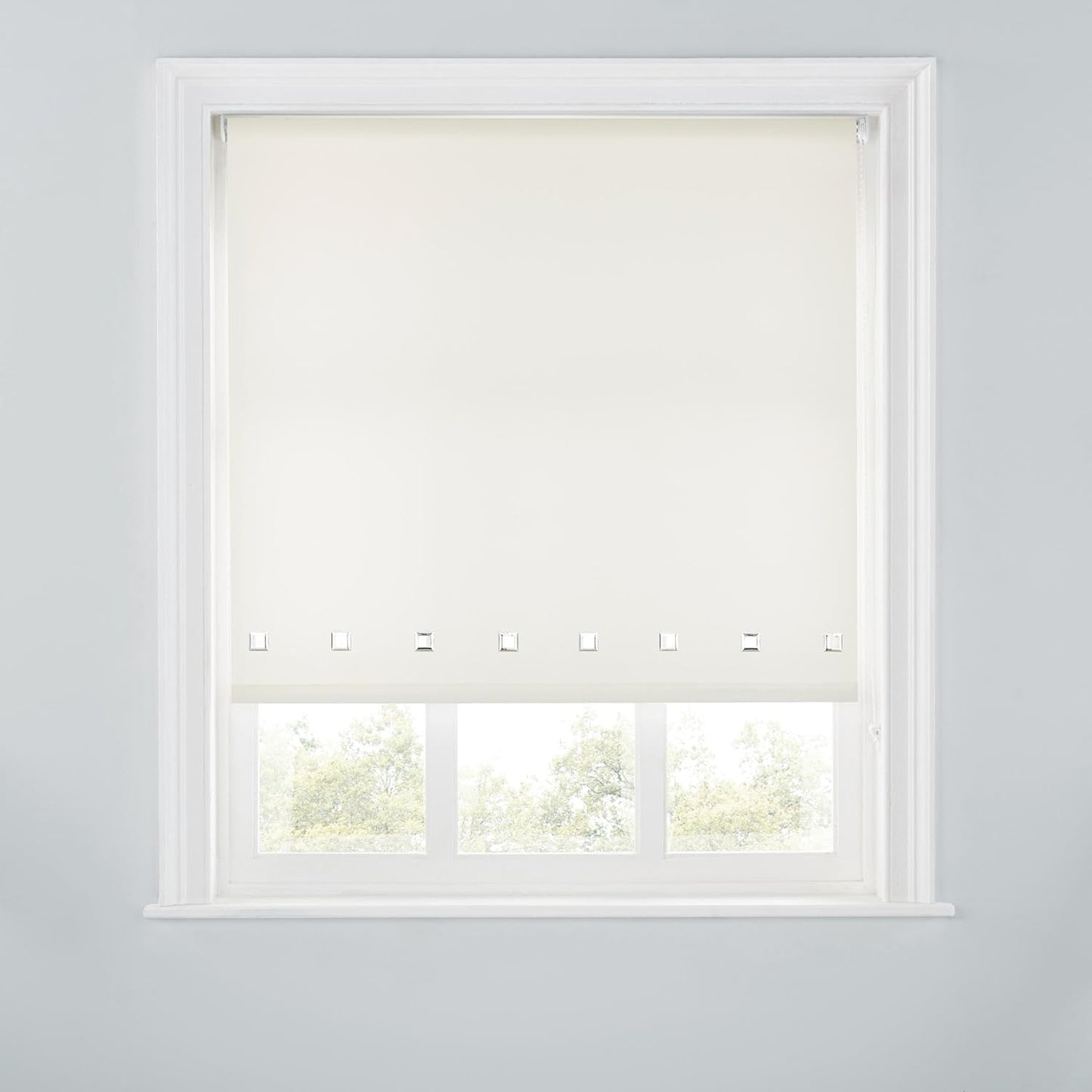 Premium Trimmable Square Eyelet Roller Window Blind – Light Filtering Fabric, Child Safe Chain for Bedroom, Kitchen, Living Room