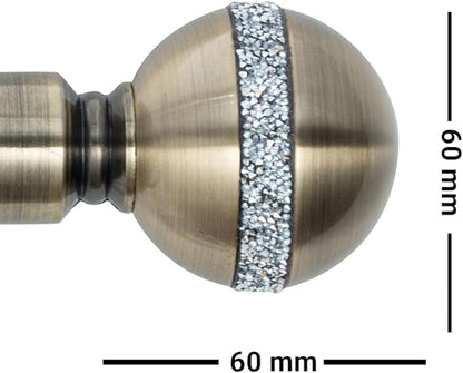 Diamante Ball Metal Extendable Curtain Pole with Rings and Fittings (25/28mm)