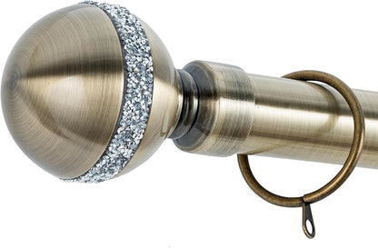 Diamante Ball Metal Extendable Curtain Pole with Rings and Fittings (25/28mm)