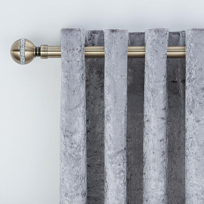 Diamante Ball Metal Extendable Curtain Pole with Rings and Fittings (25/28mm)