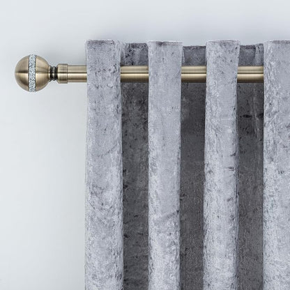 Diamante Ball Metal Extendable Curtain Pole with Rings and Fittings (25/28mm)
