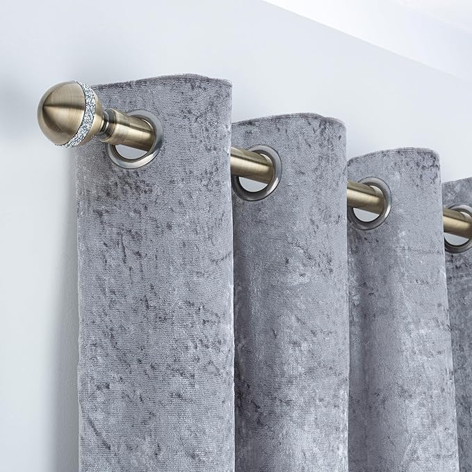 Diamante Ball Metal Extendable Curtain Pole with Rings and Fittings (25/28mm)