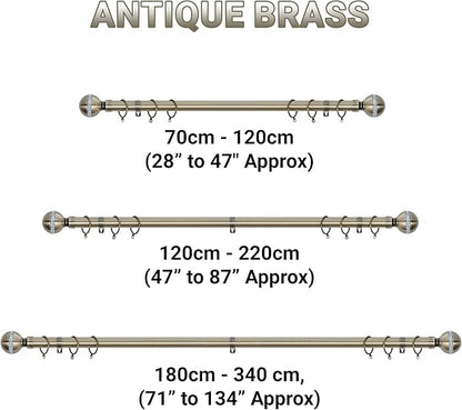 Diamante Ball Metal Extendable Curtain Pole with Rings and Fittings (25/28mm)