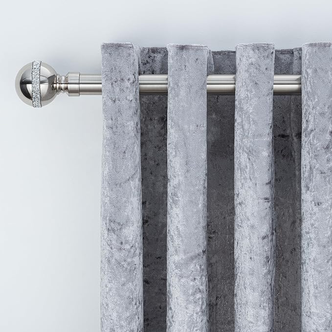 Diamante Ball Metal Extendable Curtain Pole with Rings and Fittings (25/28mm)