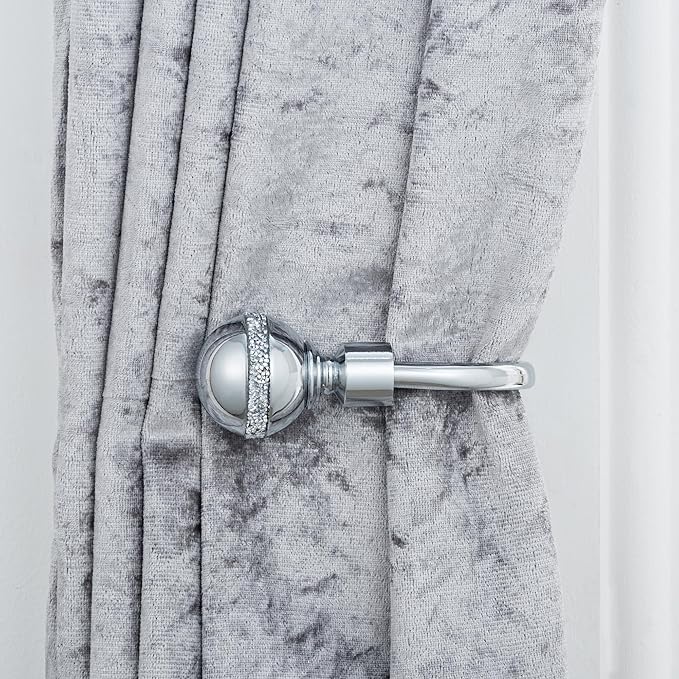 Diamante Ball Metal Extendable Curtain Pole with Rings and Fittings (25/28mm)