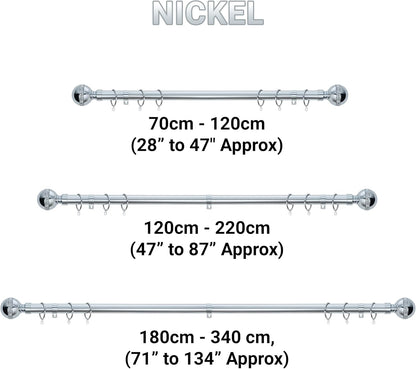 Diamante Ball Metal Extendable Curtain Pole with Rings and Fittings (25/28mm)