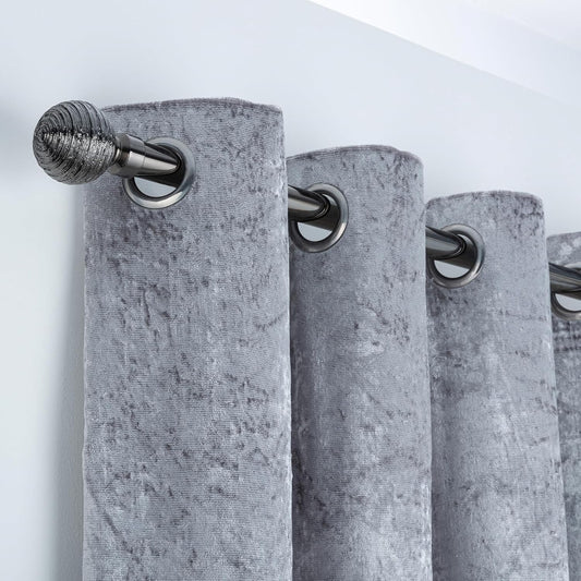 Etched Ball Metal Extendable Curtain Pole With Rings and Fittings (25/28mm)