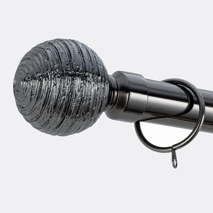 Etched Ball Metal Extendable Curtain Pole With Rings and Fittings (25/28mm)