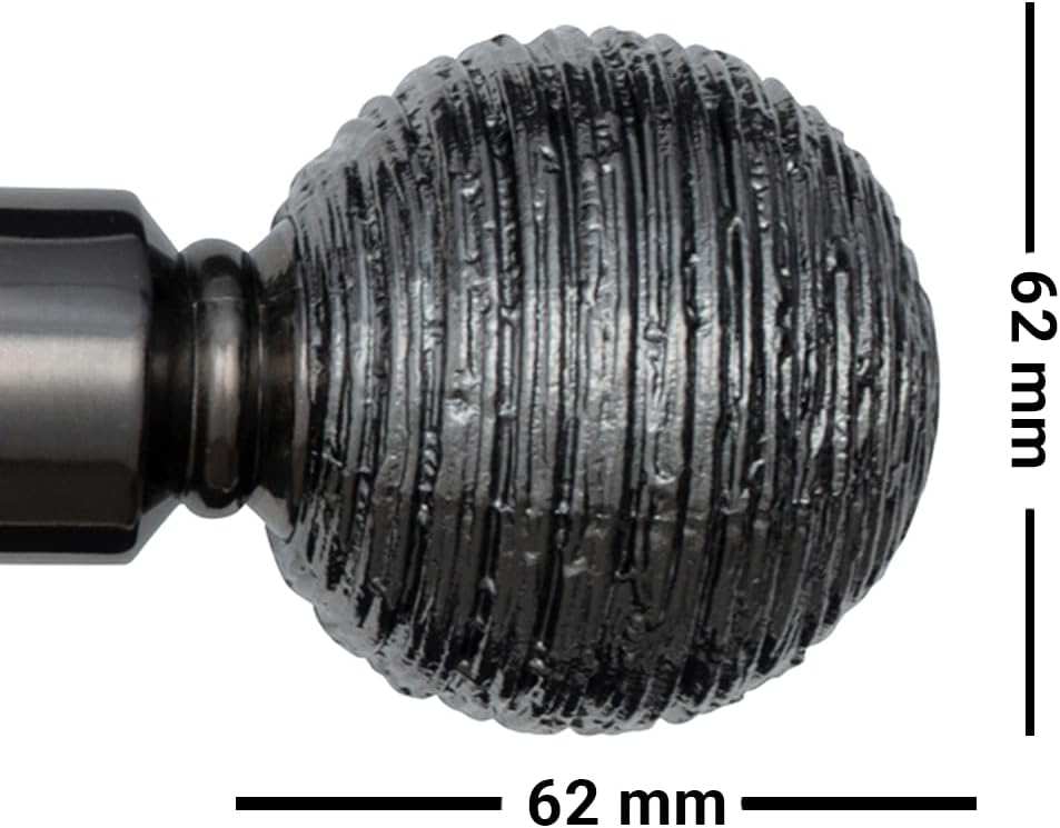 Etched Ball Metal Extendable Curtain Pole With Rings and Fittings (25/28mm)