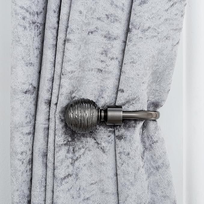 Etched Ball Metal Extendable Curtain Pole With Rings and Fittings (25/28mm)