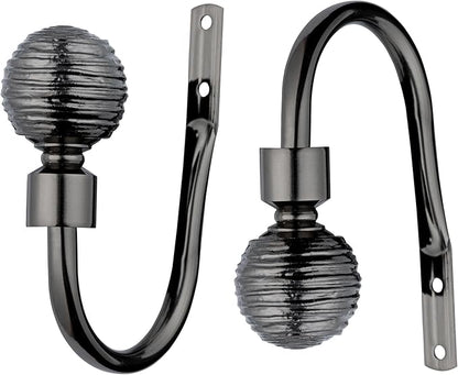 Etched Ball Metal Extendable Curtain Pole With Rings and Fittings (25/28mm)