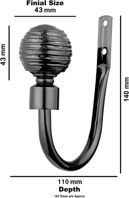 Etched Ball Metal Extendable Curtain Pole With Rings and Fittings (25/28mm)