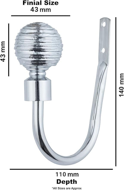 Etched Ball Metal Extendable Curtain Pole With Rings and Fittings (25/28mm)
