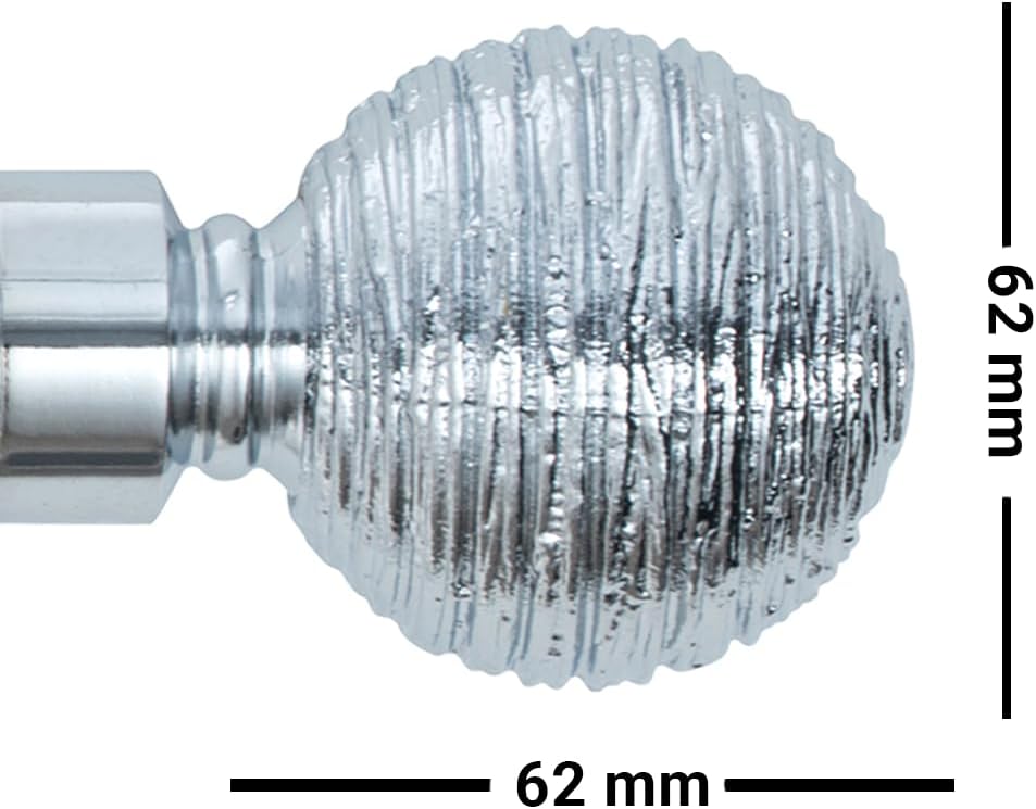 Etched Ball Metal Extendable Curtain Pole With Rings and Fittings (25/28mm)