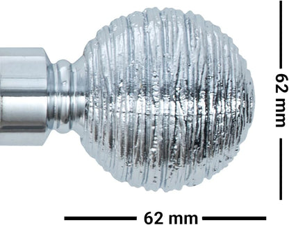 Etched Ball Metal Extendable Curtain Pole With Rings and Fittings (25/28mm)