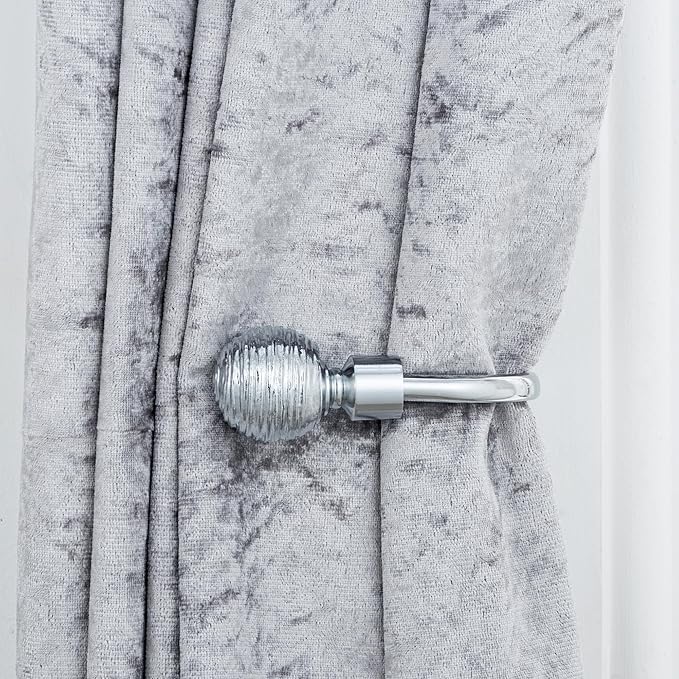 Etched Ball Metal Extendable Curtain Pole With Rings and Fittings (25/28mm)