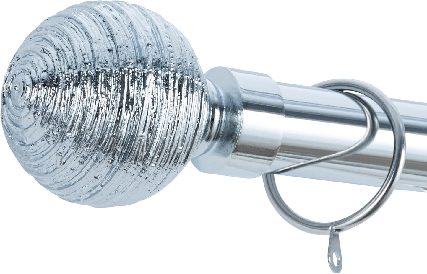 Etched Ball Metal Extendable Curtain Pole With Rings and Fittings (25/28mm)